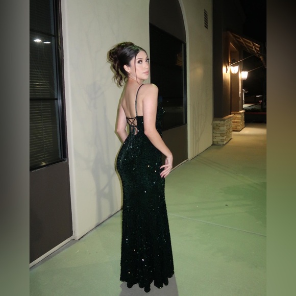 Dark Green Sparkly Dress - Picture 5 of 6